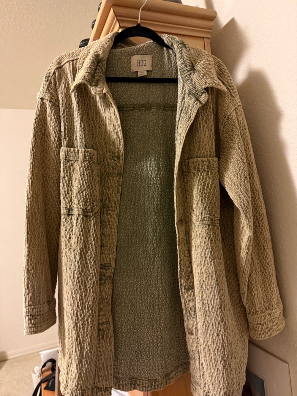 BDG Olive Green Corduroy Shacket - S